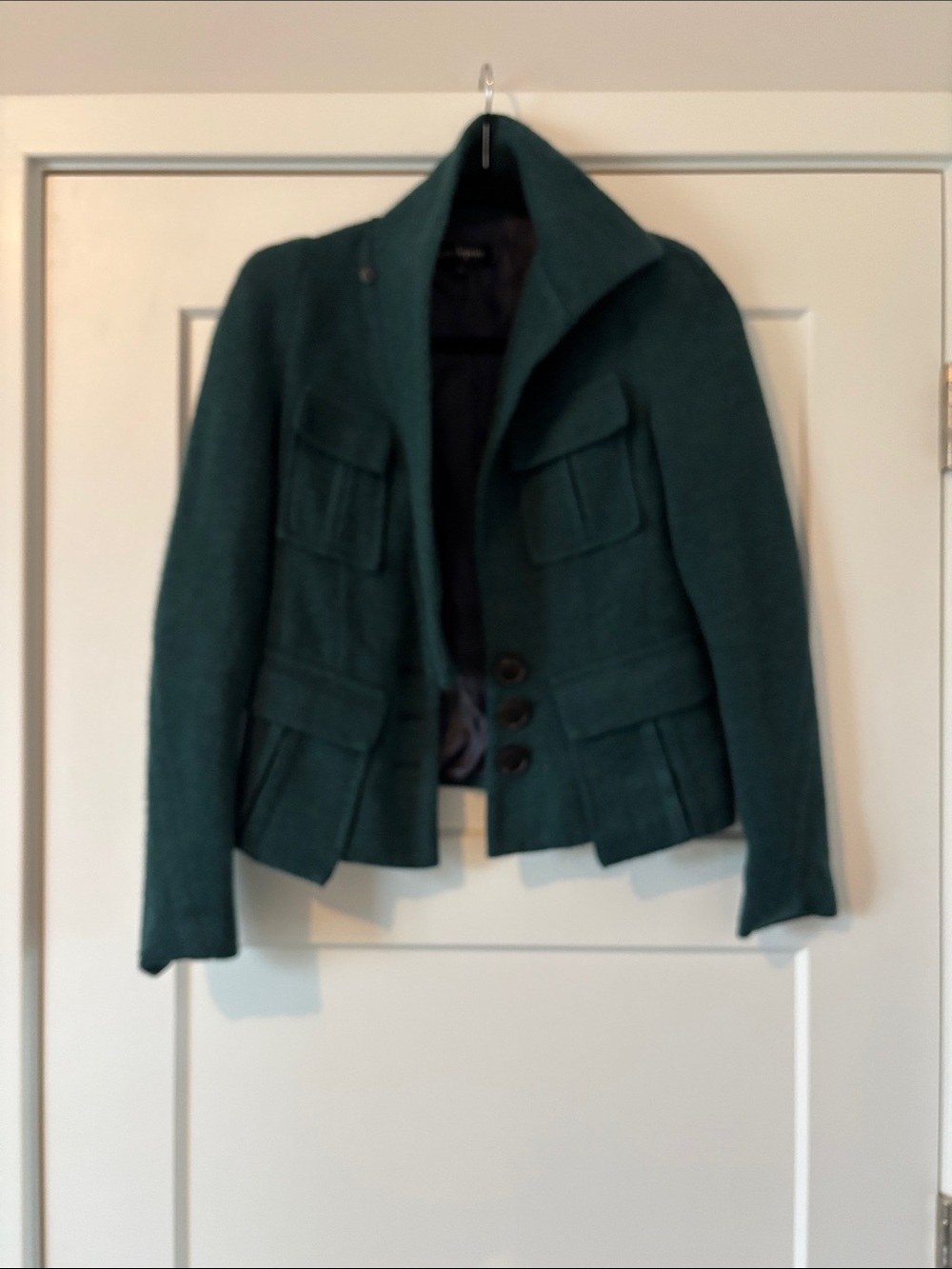 Nanette Lepore Teal Military-Style Wool Jacket